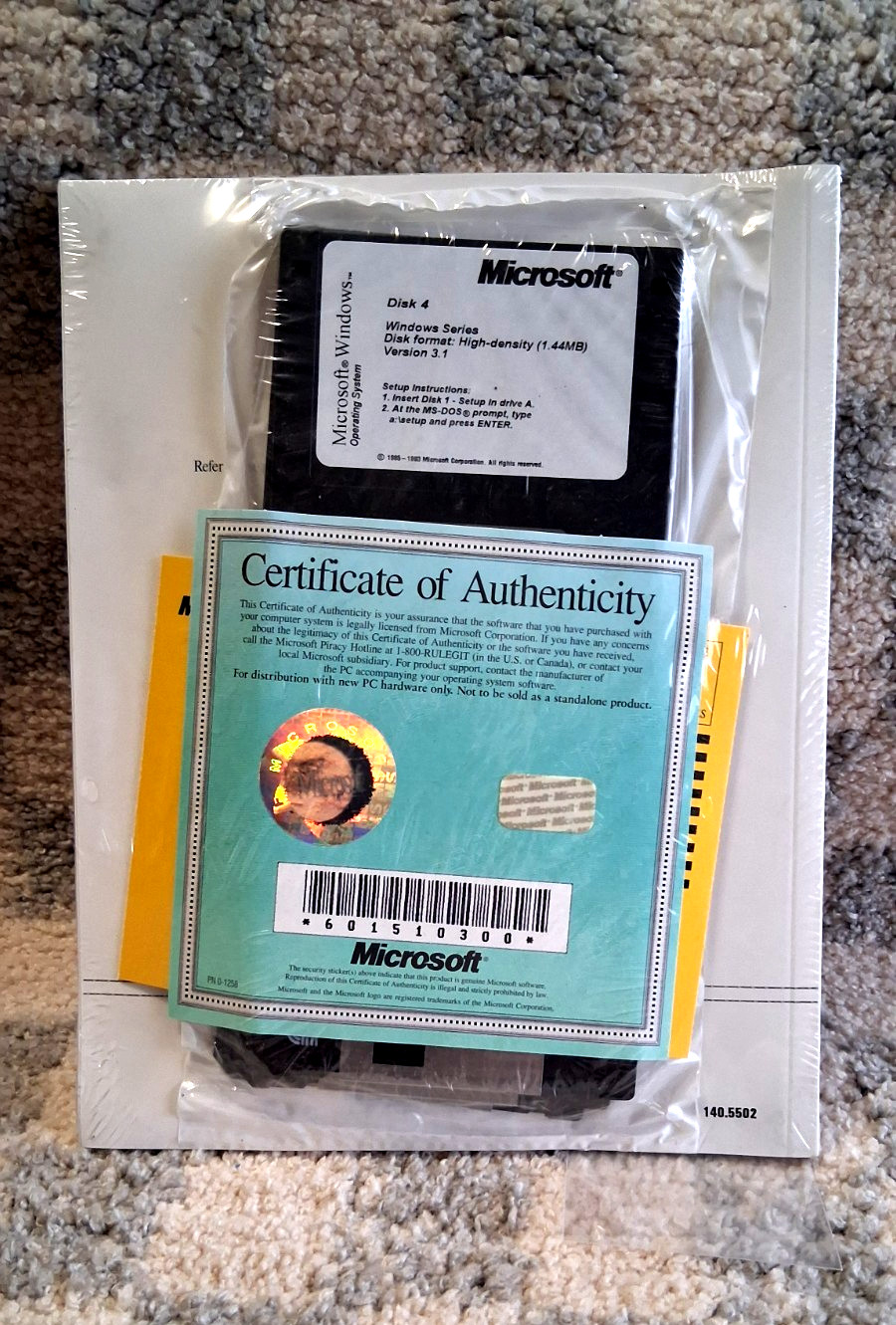 1993 Microsoft Windows 3.1 User Guide, Six Floppy Disks & COA, Sealed in Package
