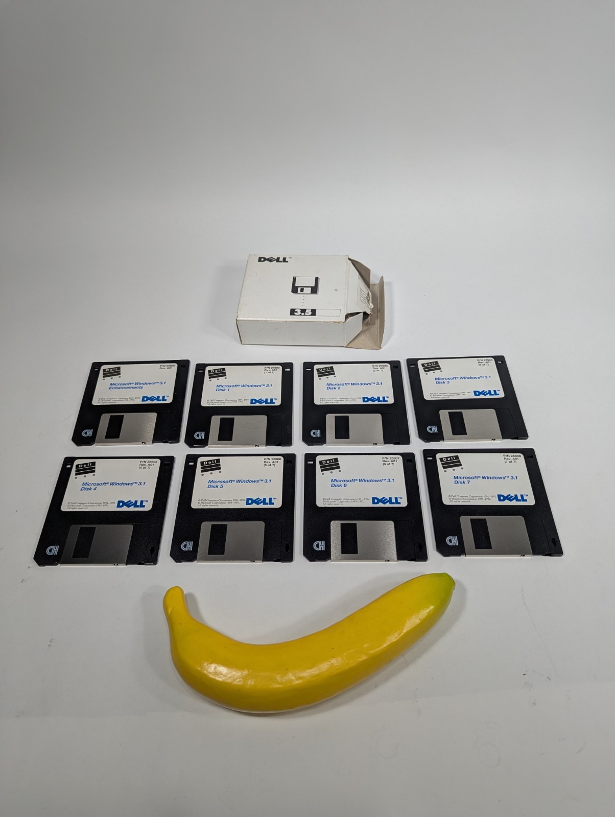 Microsoft Windows 3.1 Operating System 3.5″ Floppy Disk 1-7 & Enhancements DELL