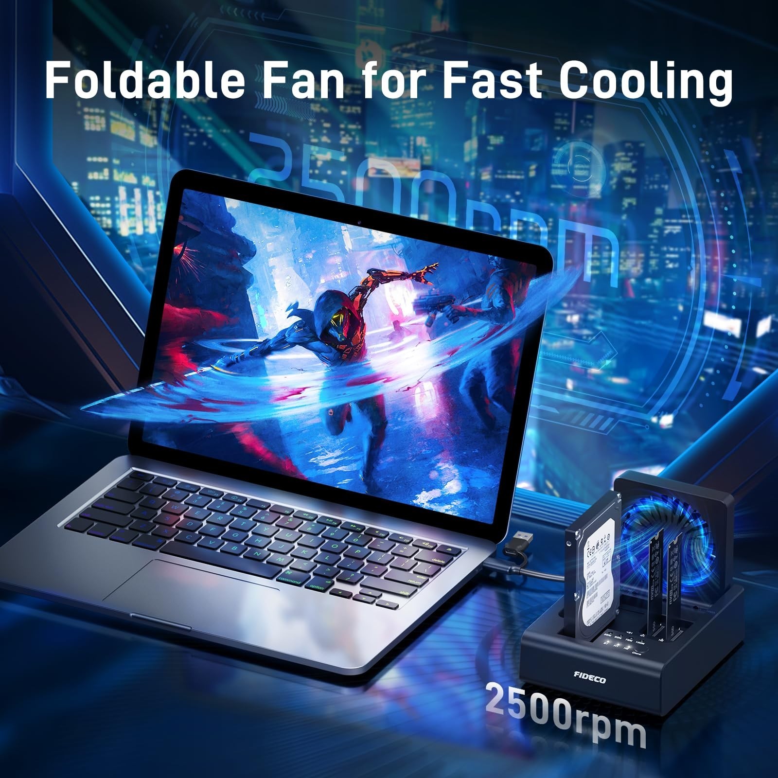 FIDECO M.2 NVMe SSD Cloner and Duplicator, 3-Bay Hard Drive Cloner Dock for M…