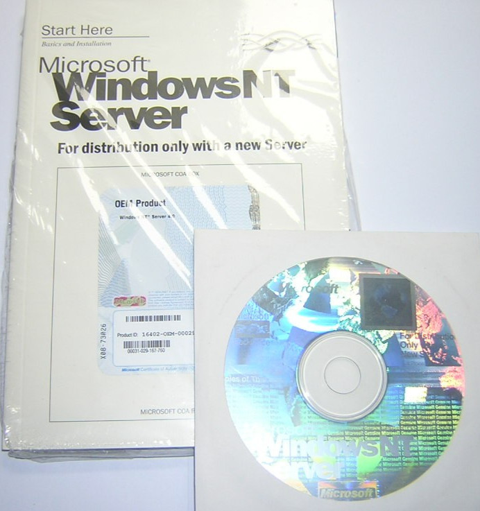 Microsoft Windows NT 4.0 Server Full Install CD-ROM + COA Key & User Guide