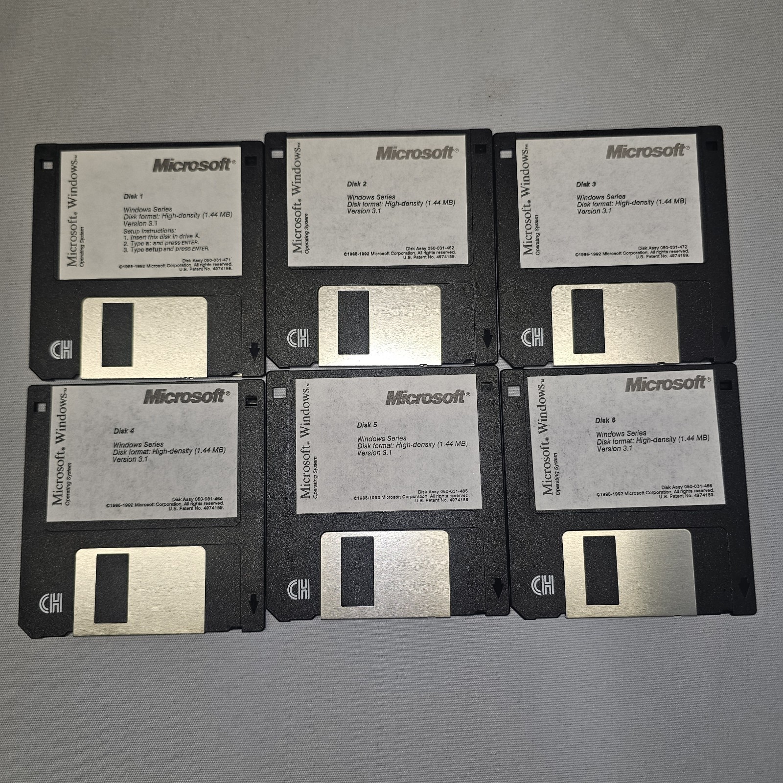 Microsoft Windows 3.1 Operating System 3.5″ Floppy 6 Disk Set. Collectible Rare