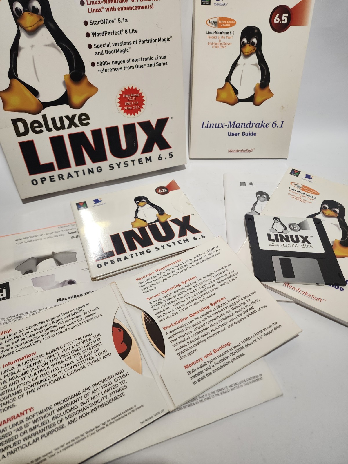RED HAT LINUX MANDRAKE 6.5 DELUXE OPERATING SYSTEM – Used VGC! Plus Extra