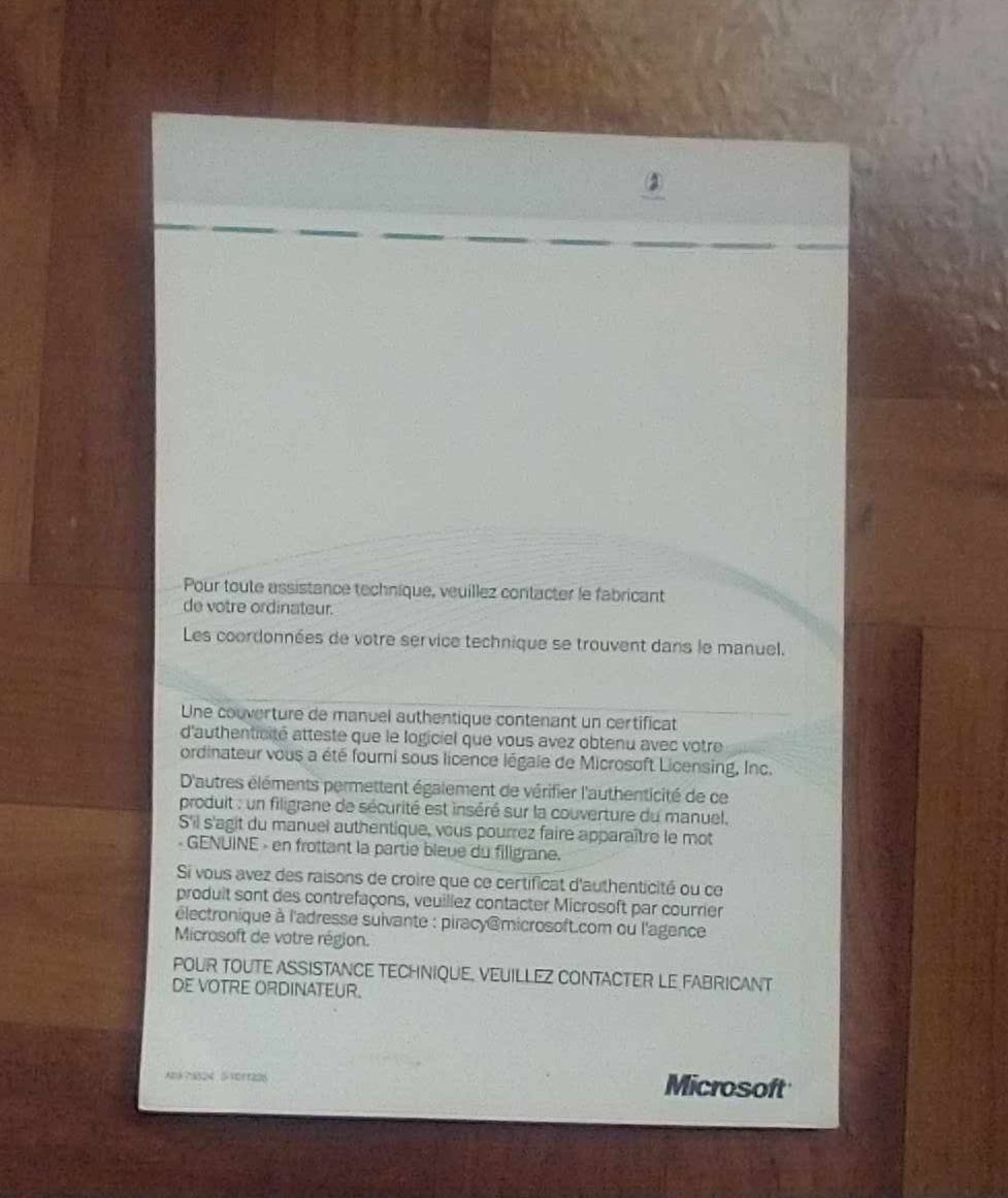 Vintage Microsoft Windows 98 PC Book Manual Booklet & COA FRENCH ( LOT 1 )