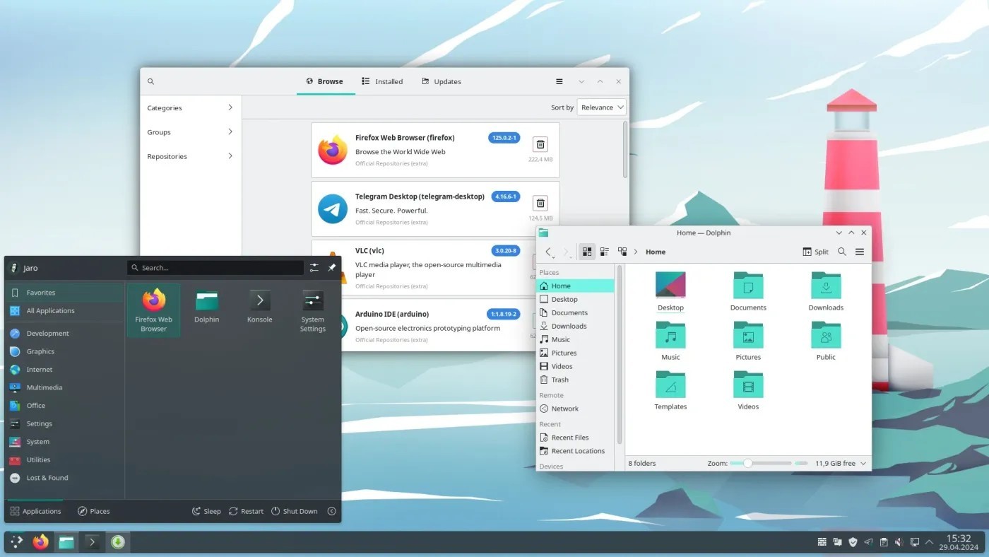 Manjaro Linux (KDE Edition) on Bootable USB Flash Drive with Tux Logo (2025)