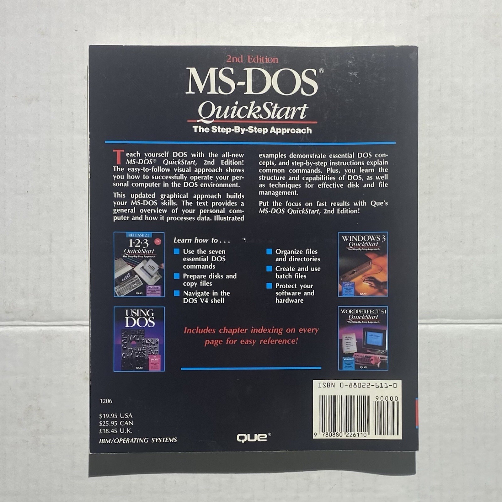 MS-DOS QuickStart The Step-by-Step Approach 2nd Edition 1990 Published By QUE