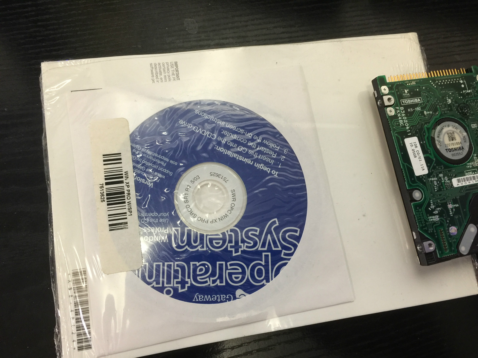 Windows XP Professional Install~ SP1~GATEWAY – NO PRODUCT KEY~HARD DRIVE~