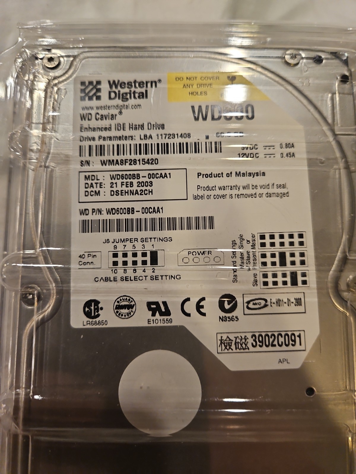 WD Caviar WD600 60GB E-IDE HDD w/ Ubuntu 18.04.6 LTS 32bit OS Bootable