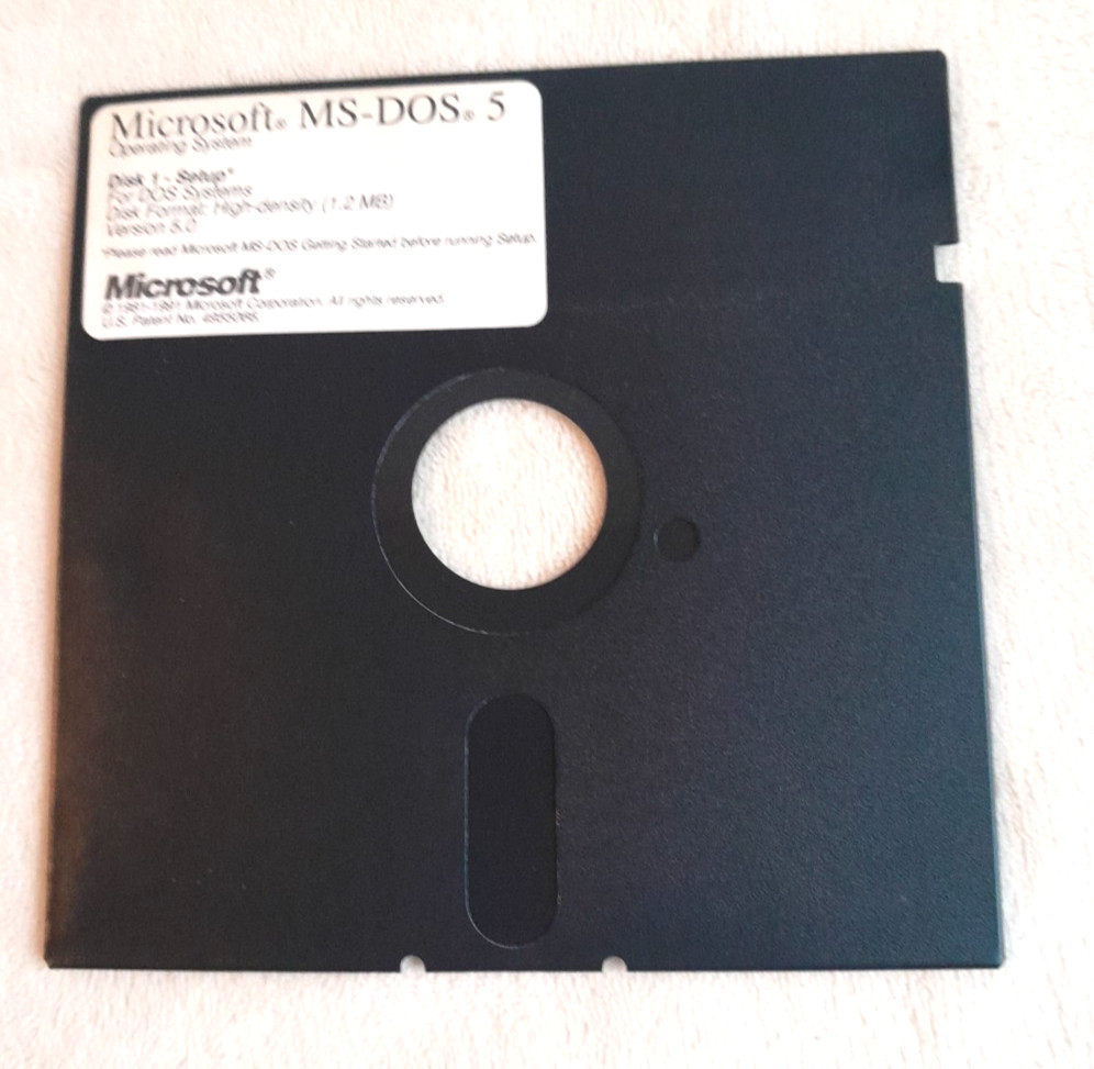 Vintage Microsoft MS-DOS 5 5.25″ Floppy Disk, Set up Disk 1 only