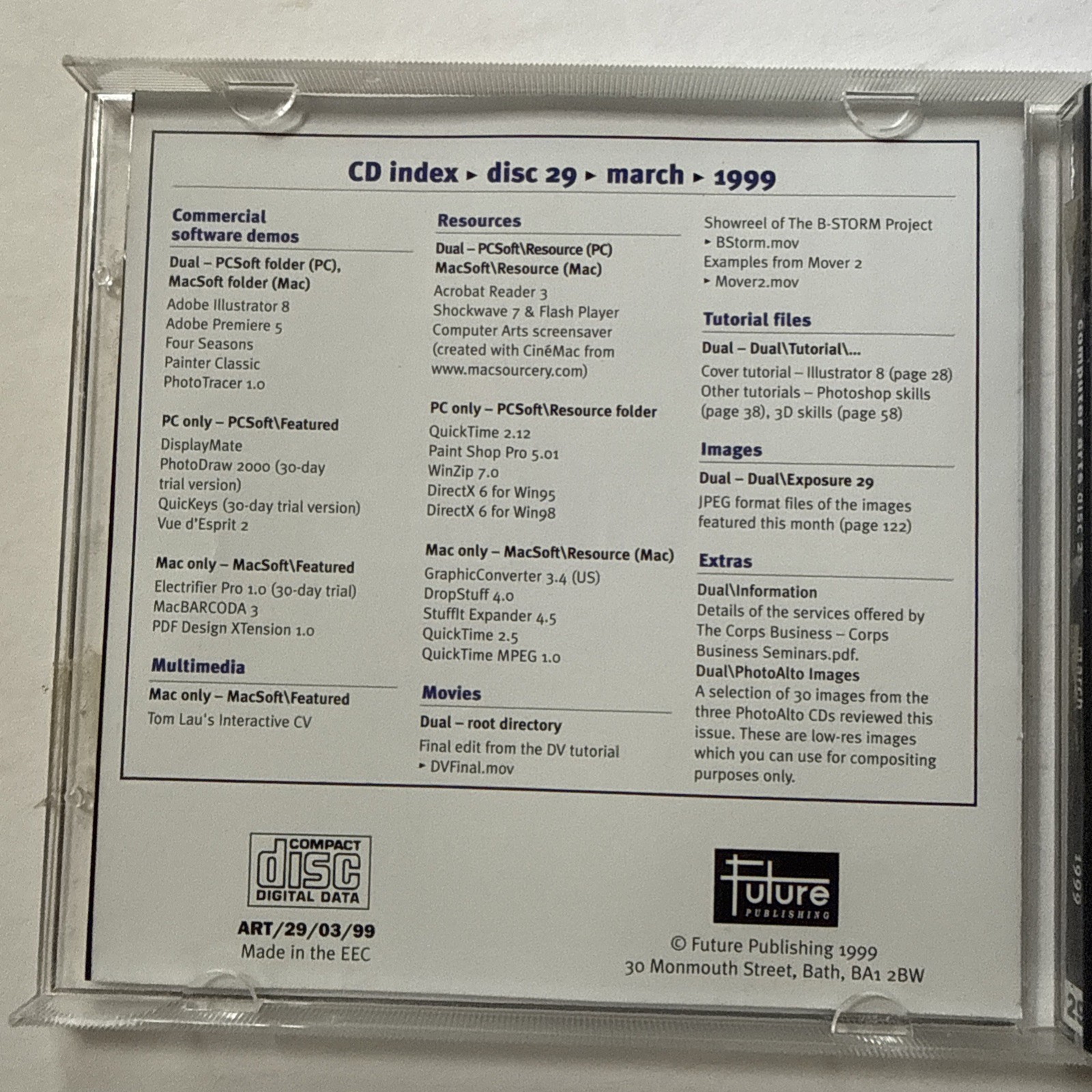 Computer Arts Interactive – Future Publishing – Disc 29 March 1999