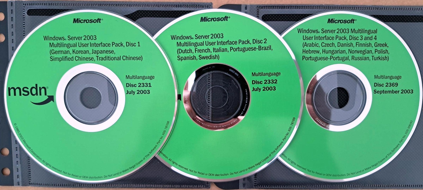 Windows Server 2003 Multilingual User Interface Pack CD set w/ License