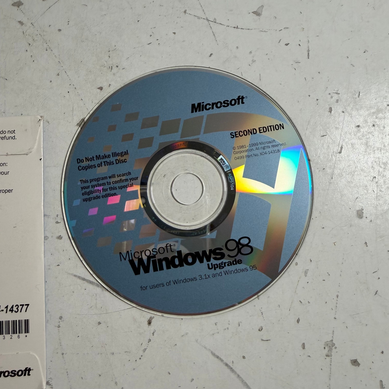 Microsoft Windows 98 (CD) Second Edition Upgrade Operating System Software