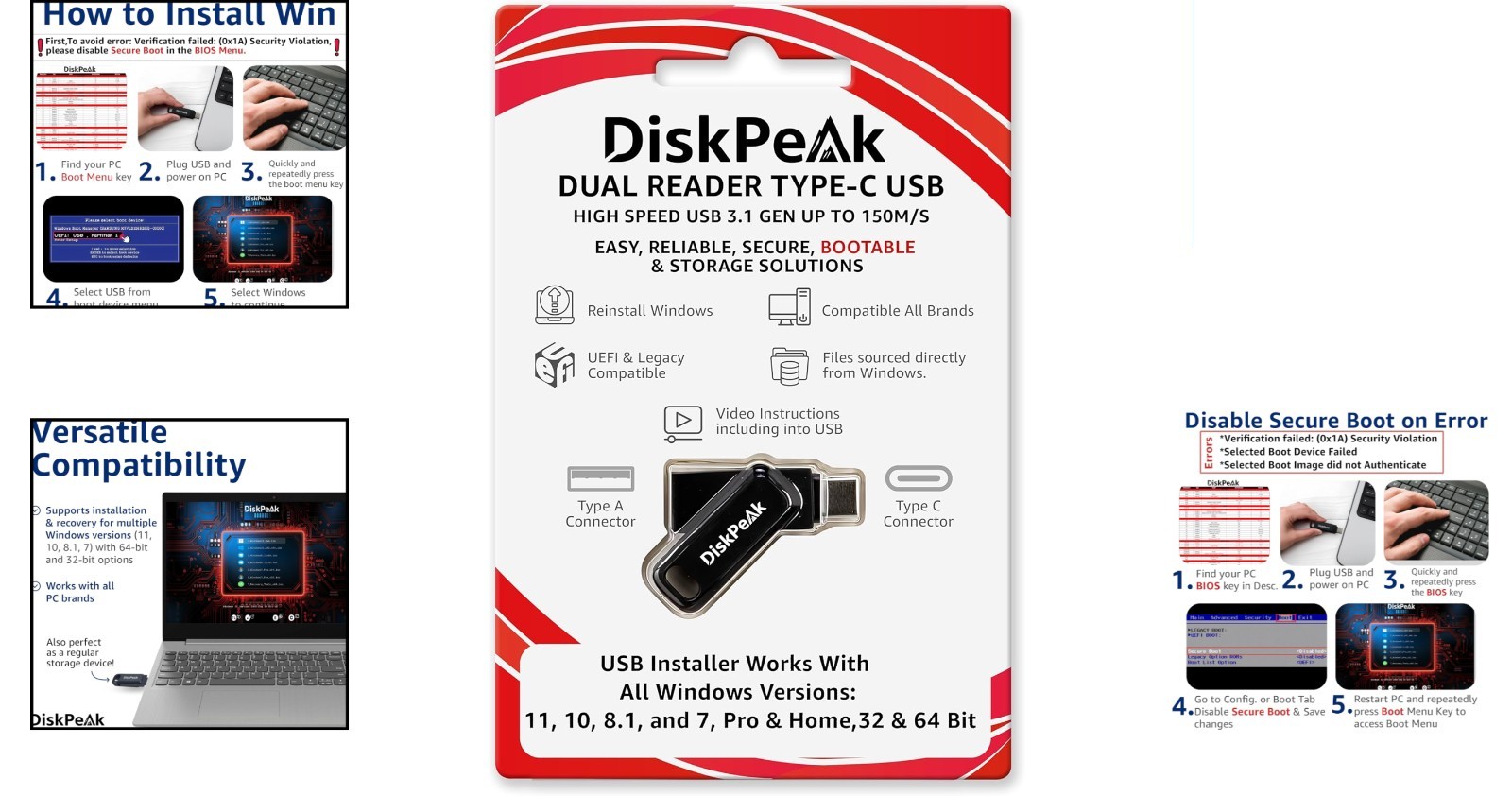 Effortless Windows Installation USB – Supports 32 & 64 bit with Utilities