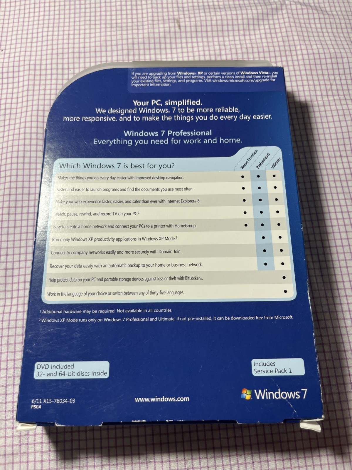 Microsoft Windows 7 Professional 32 bit & 64 bit MS WIN PRO