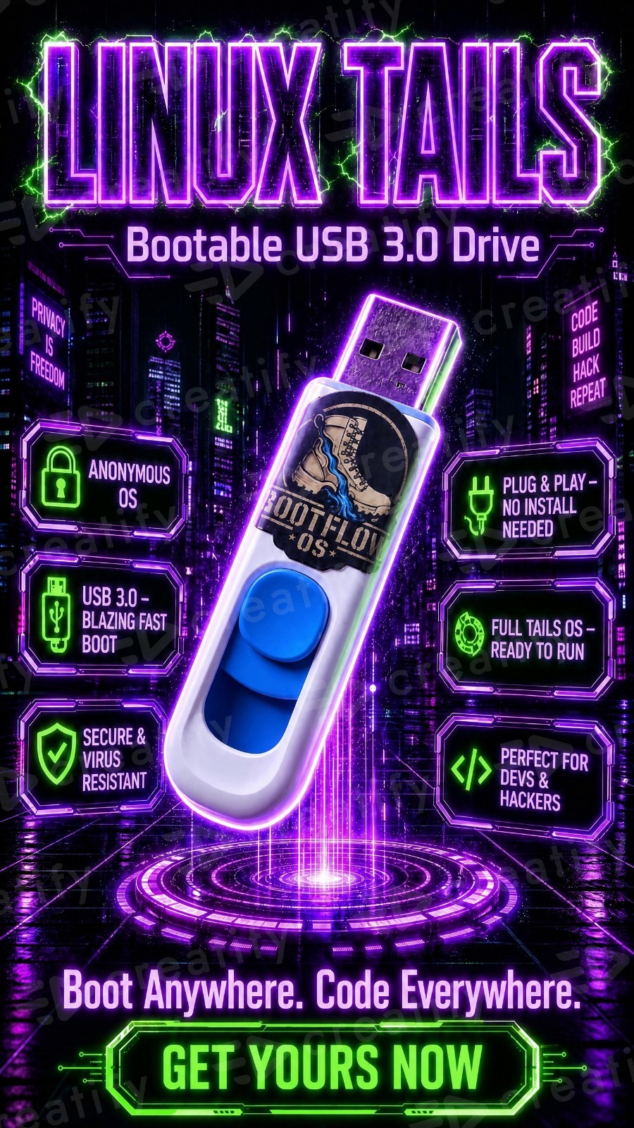 Tails Linux USB 3.0 Fast Drive Secure Live Bootable Anonymous