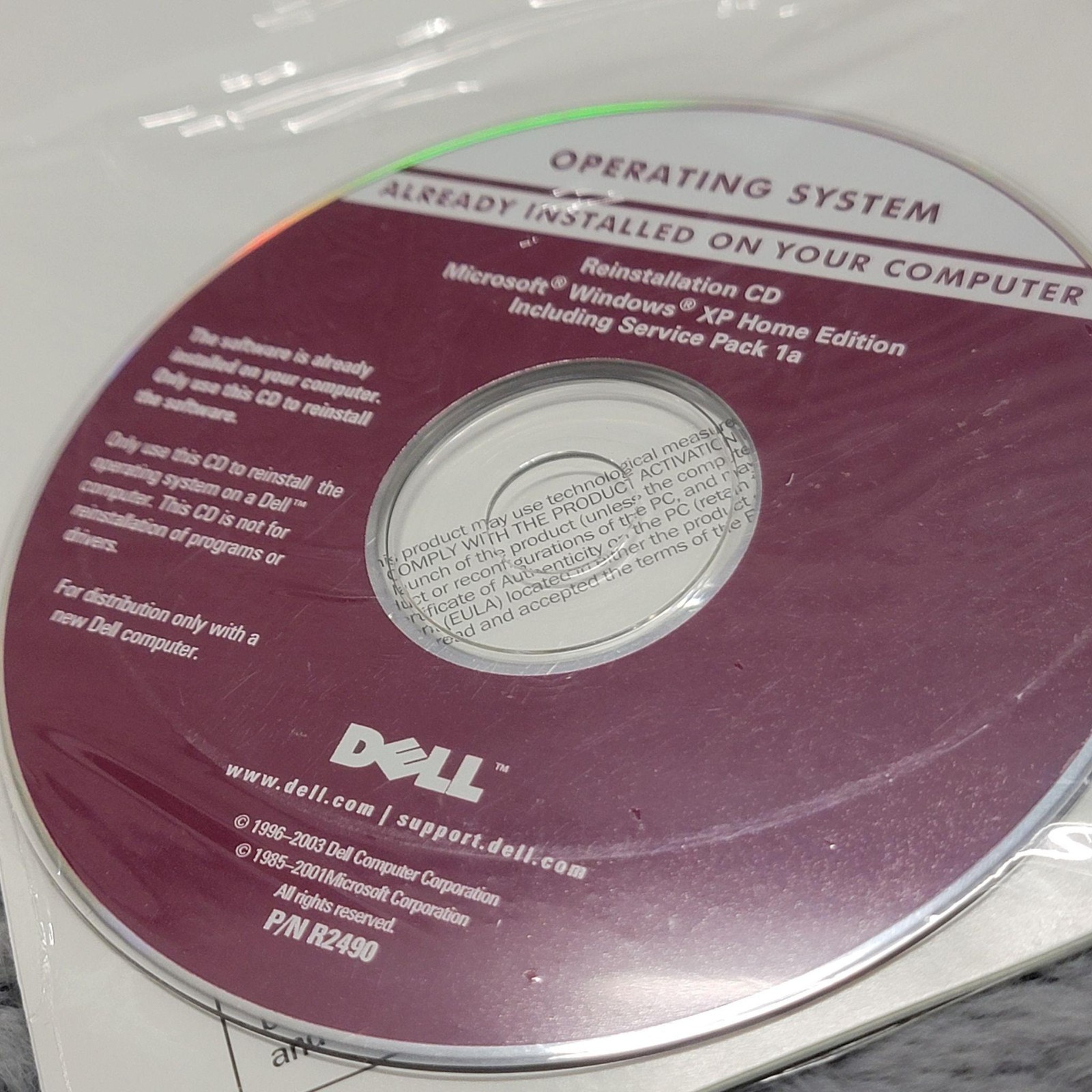 Vintage Microsoft Windows XP Home Reinstallation CD Dell OEM SP1a R2490 OS PC