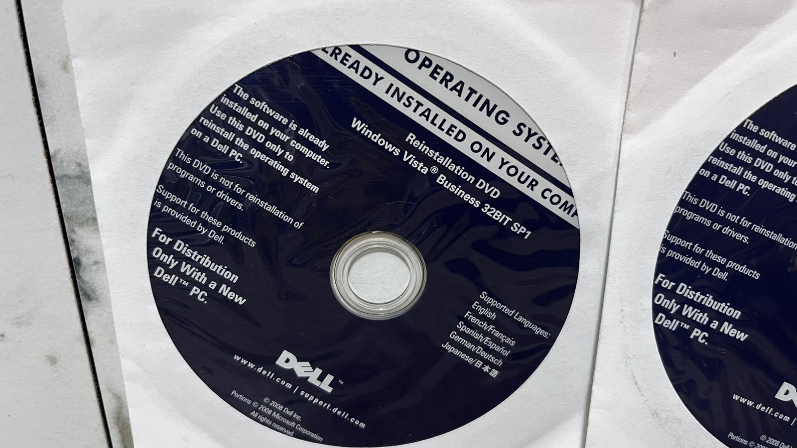 Lot of 3 NEW SEALED Dell Windows Vista Business 32-Bit SP1 Reinstallation DVD