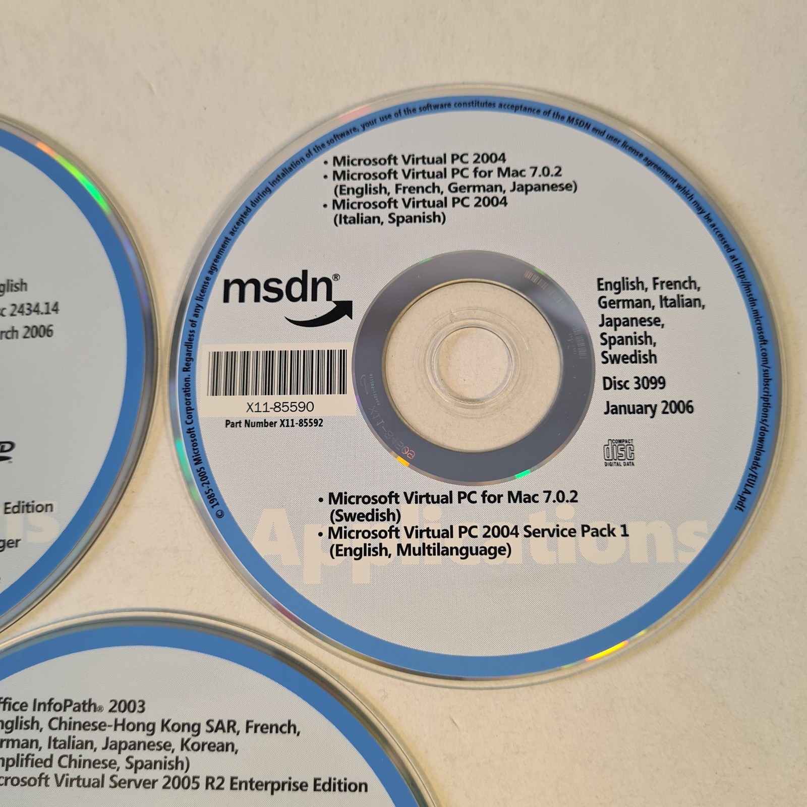 Microsoft MSDN Virtual Server 2005 R2 Enterprise Standard Virtual PC 2004 Discs