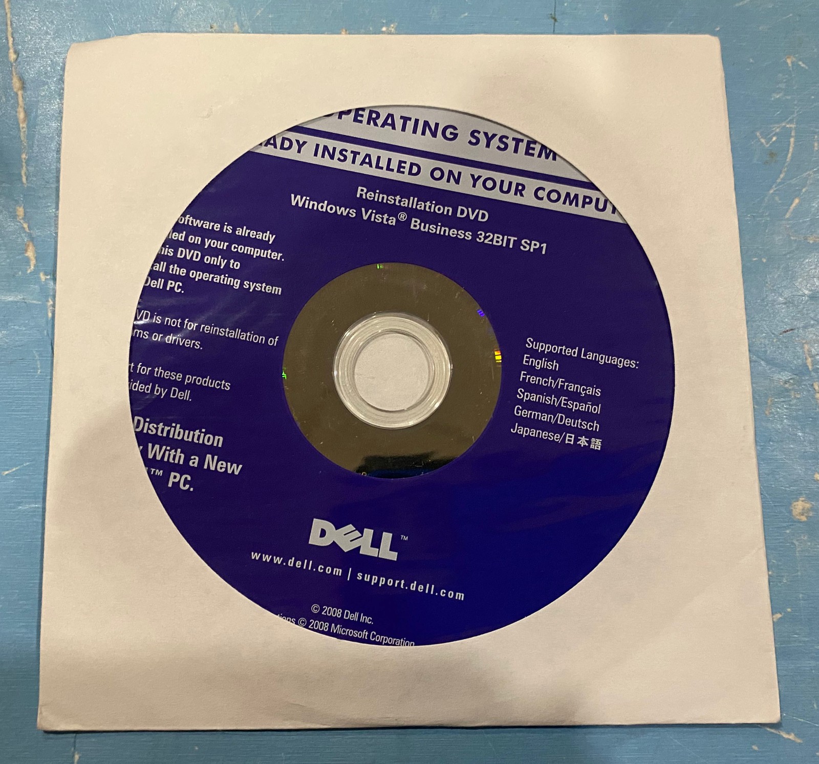 Dell Windows Vista Business 32bit SP1 Reinstallation DVD Disc 0G081F