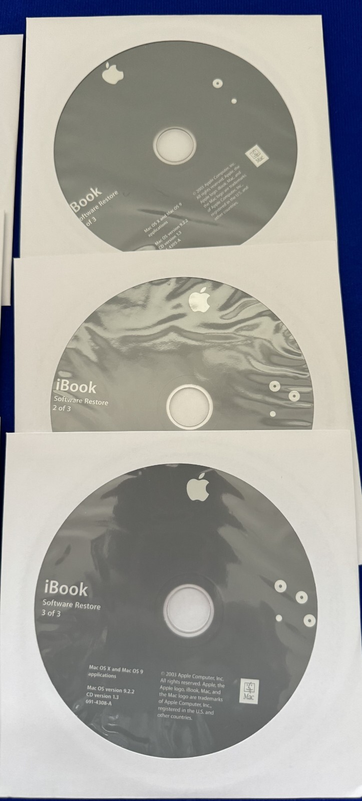 7-2003 Apple Mac iBook OS X Install & Restore Software + World Book Media CDs
