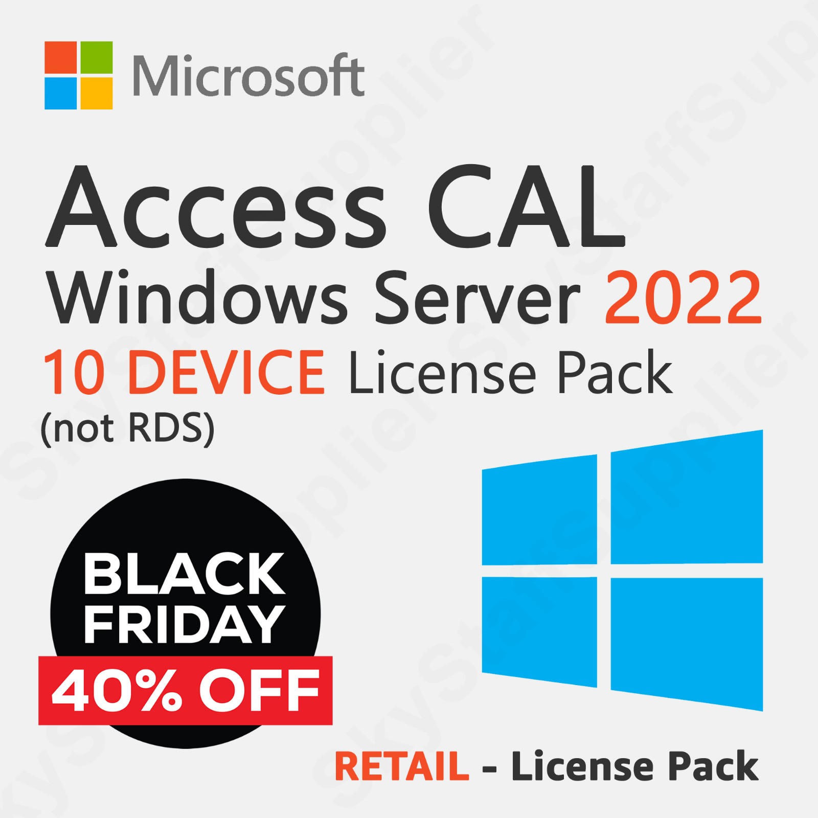 10 Device ACCESS CALs (not RDS) for Microsoft Windows Server 2022 Retail PACK