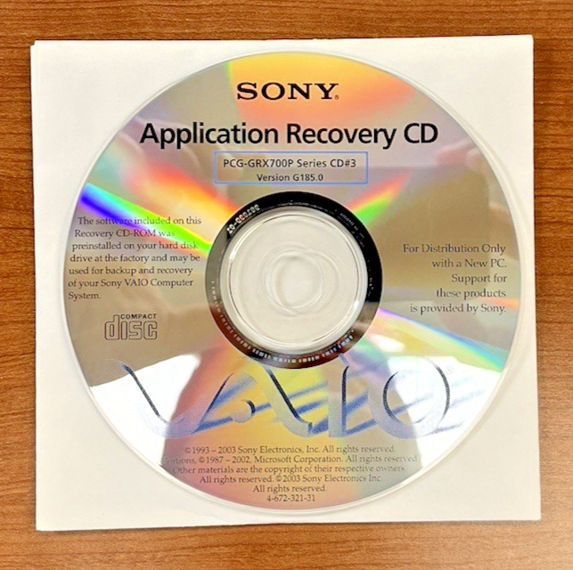 SONY VAIO App & System Recovery-3CD PCG-GRX700P/Adobe Photoshop Elements2+Serial