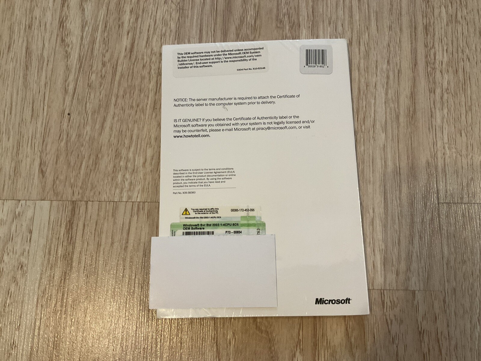 Microsoft Windows Server 2003 Standard Edition 1-4CPU with key NO DISK