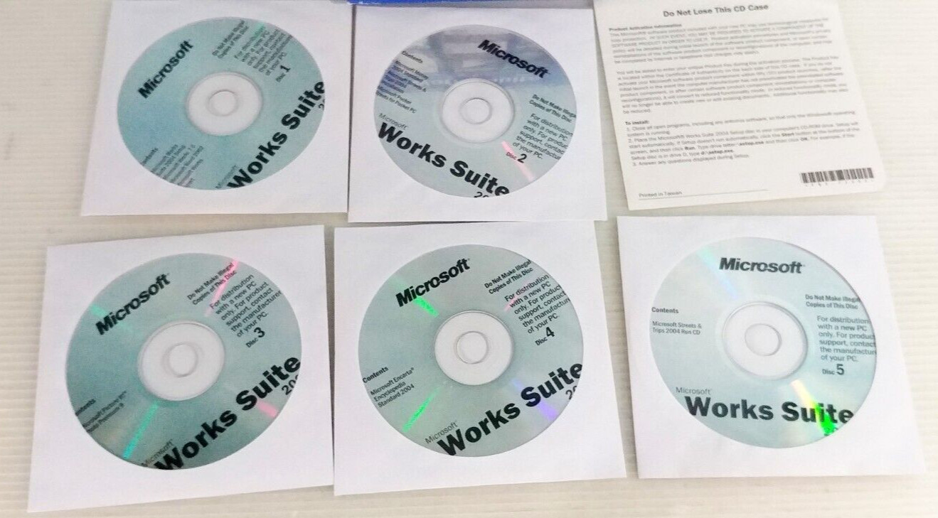 Microsoft Windows Works Suite 2004 Retail 5 CDROM w/Product Key