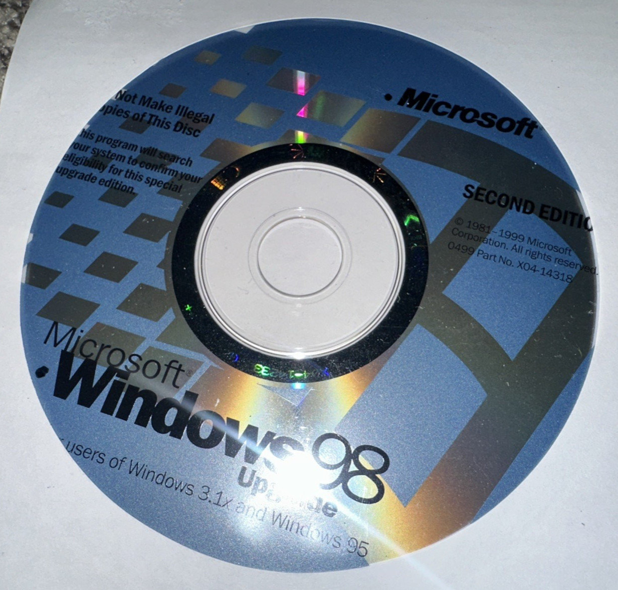 Microsoft Windows 98 Upgrade Second Edition (Disc Only) PC