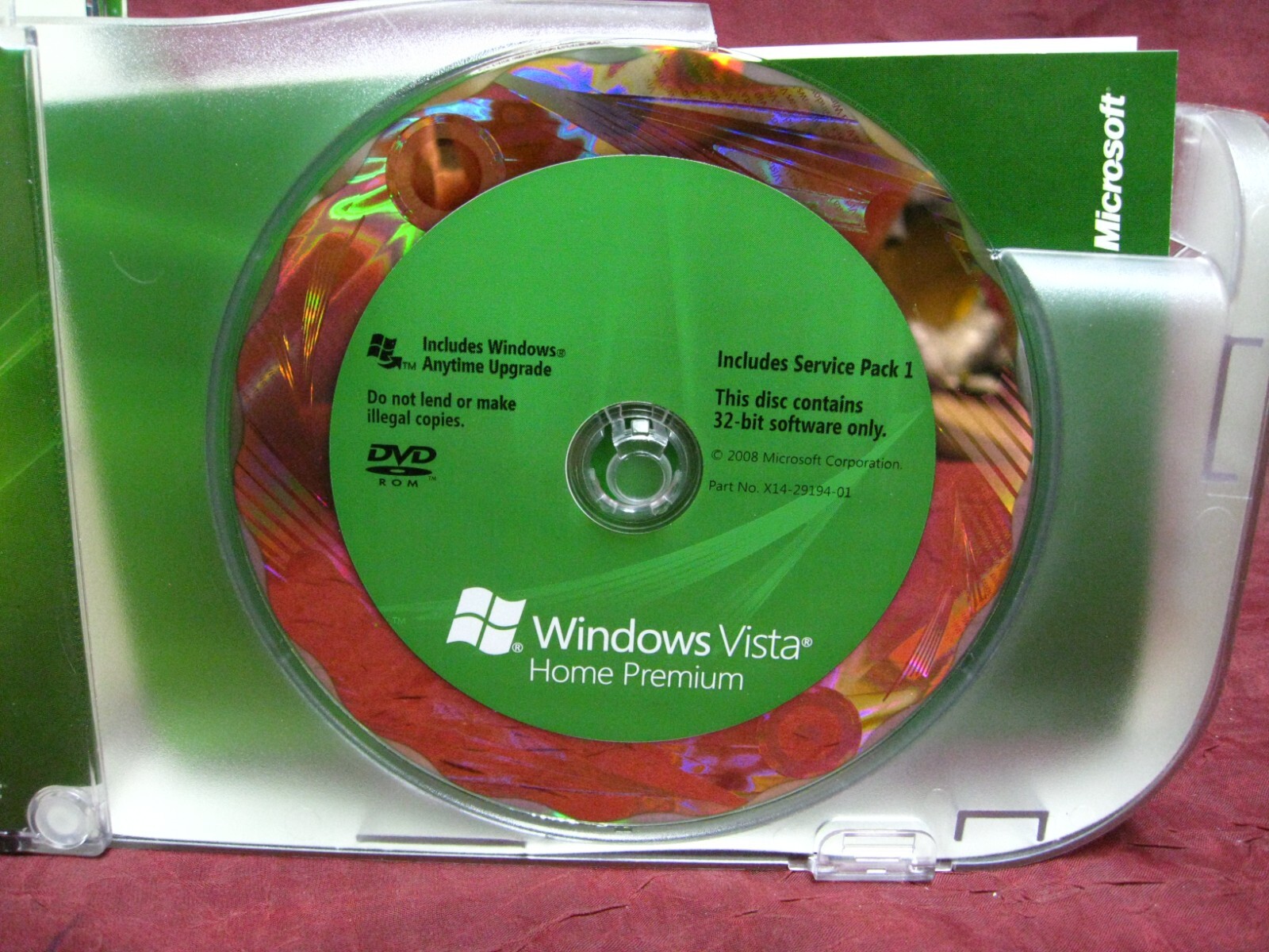 Microsoft Windows Vista Home Premium 32 Bit DVD Retail Box with Product Key