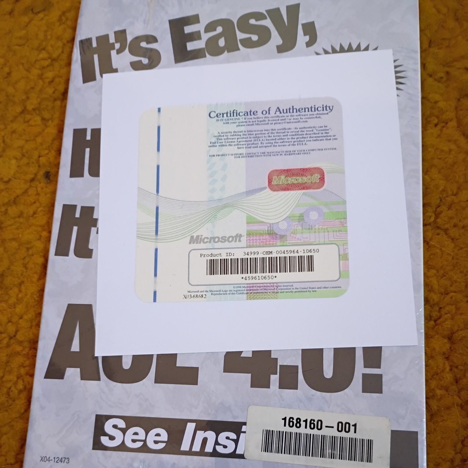 Microsoft Windows 98 Getting Started Manual Certificate Product Key Sealed no CD