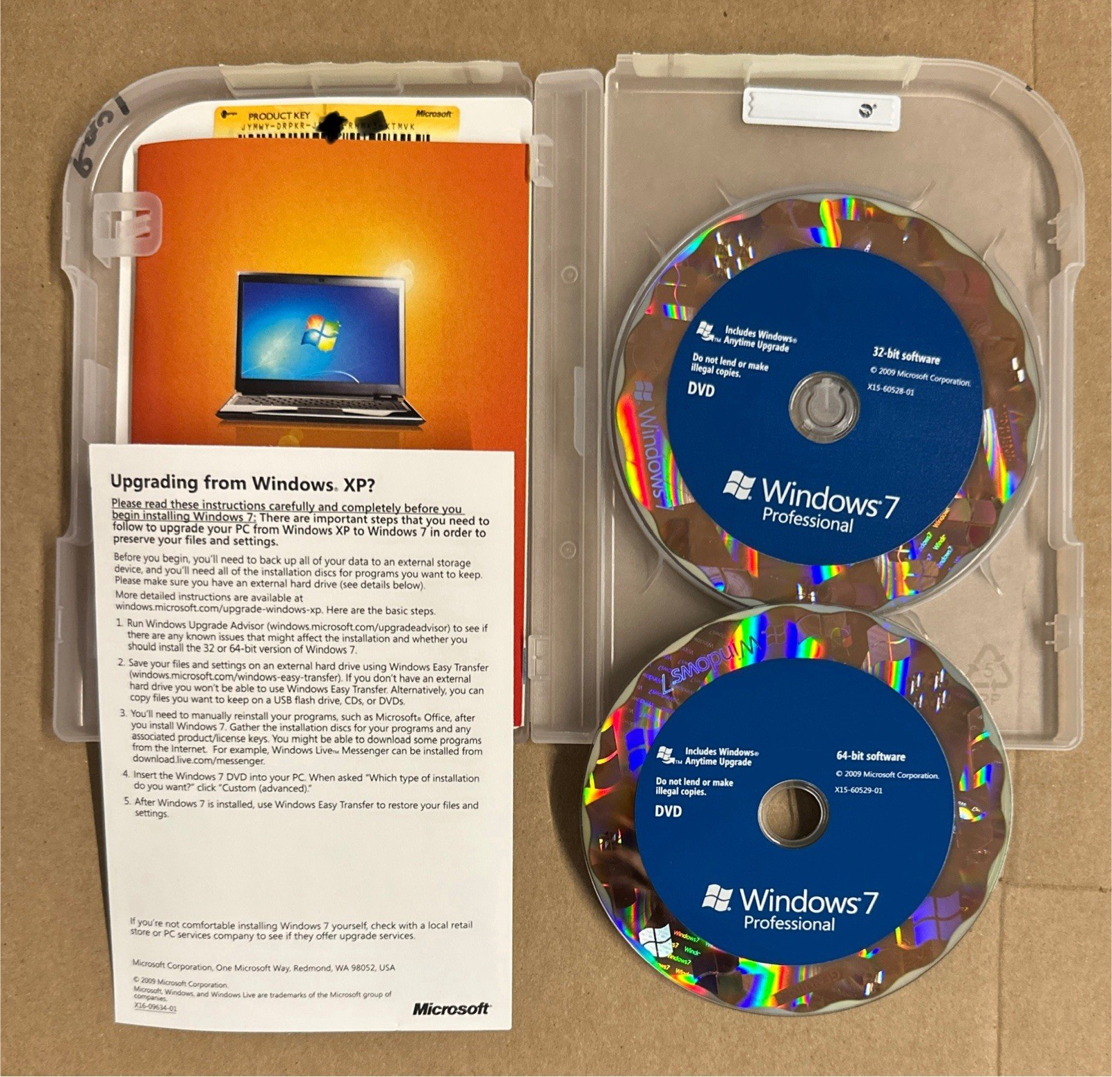 Microsoft Windows 7 Professional Full 32 & 64 bit DVD MS WIN PRO =RETAIL BOX=