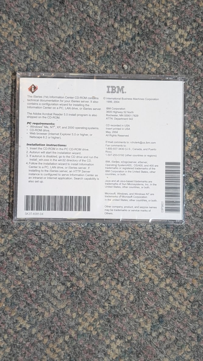 IBM iSERIES INFORMATION CENTER Version 5 Release 3 Disk CD New in Package