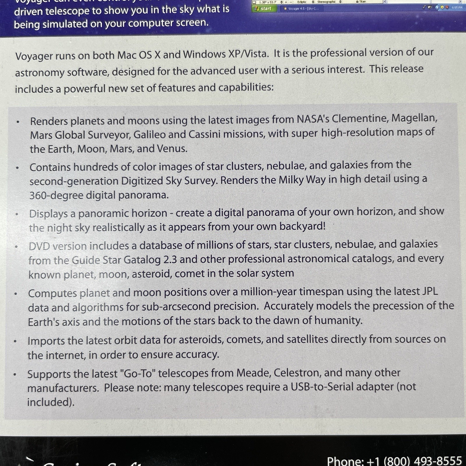 Voyager 4.5 Dynamic Sky Simulator by Carina Software DVD for PC & Mac, 2008