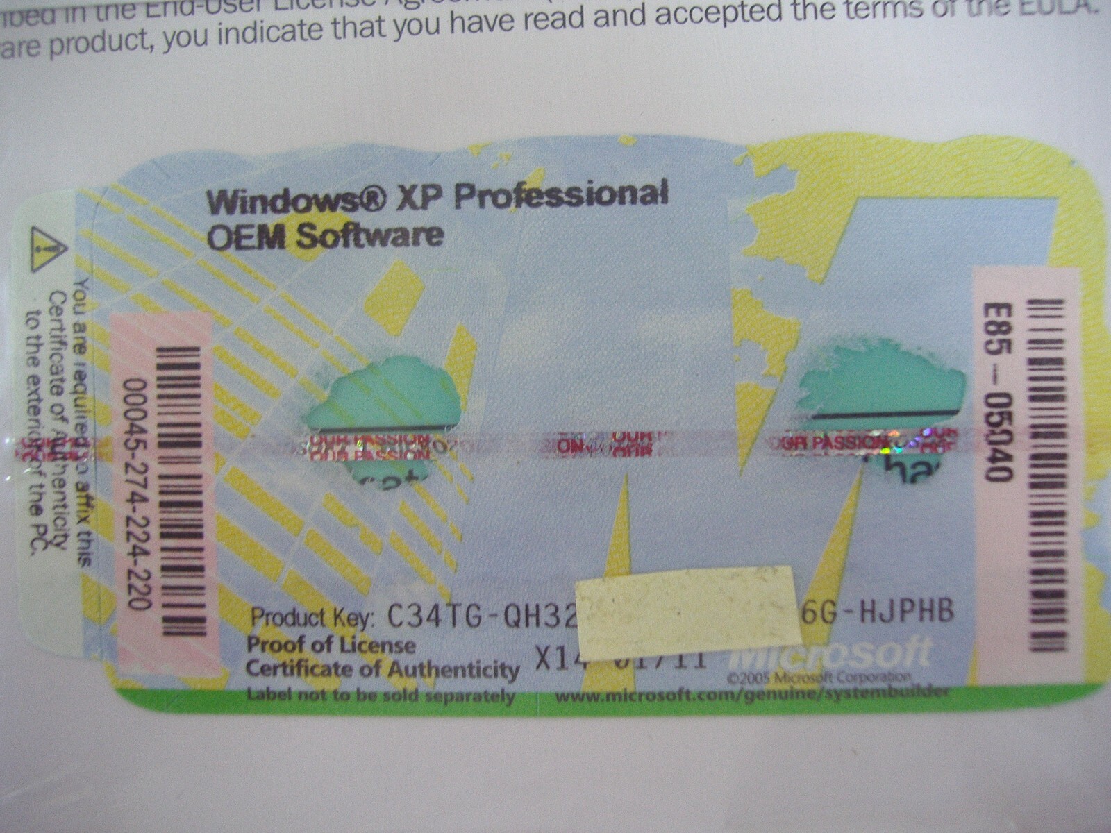 MICROSOFT WINDOWS XP PROFESSIONAL FULL OPERATING SYSTEM MS WIN PRO =NEW SEALED=