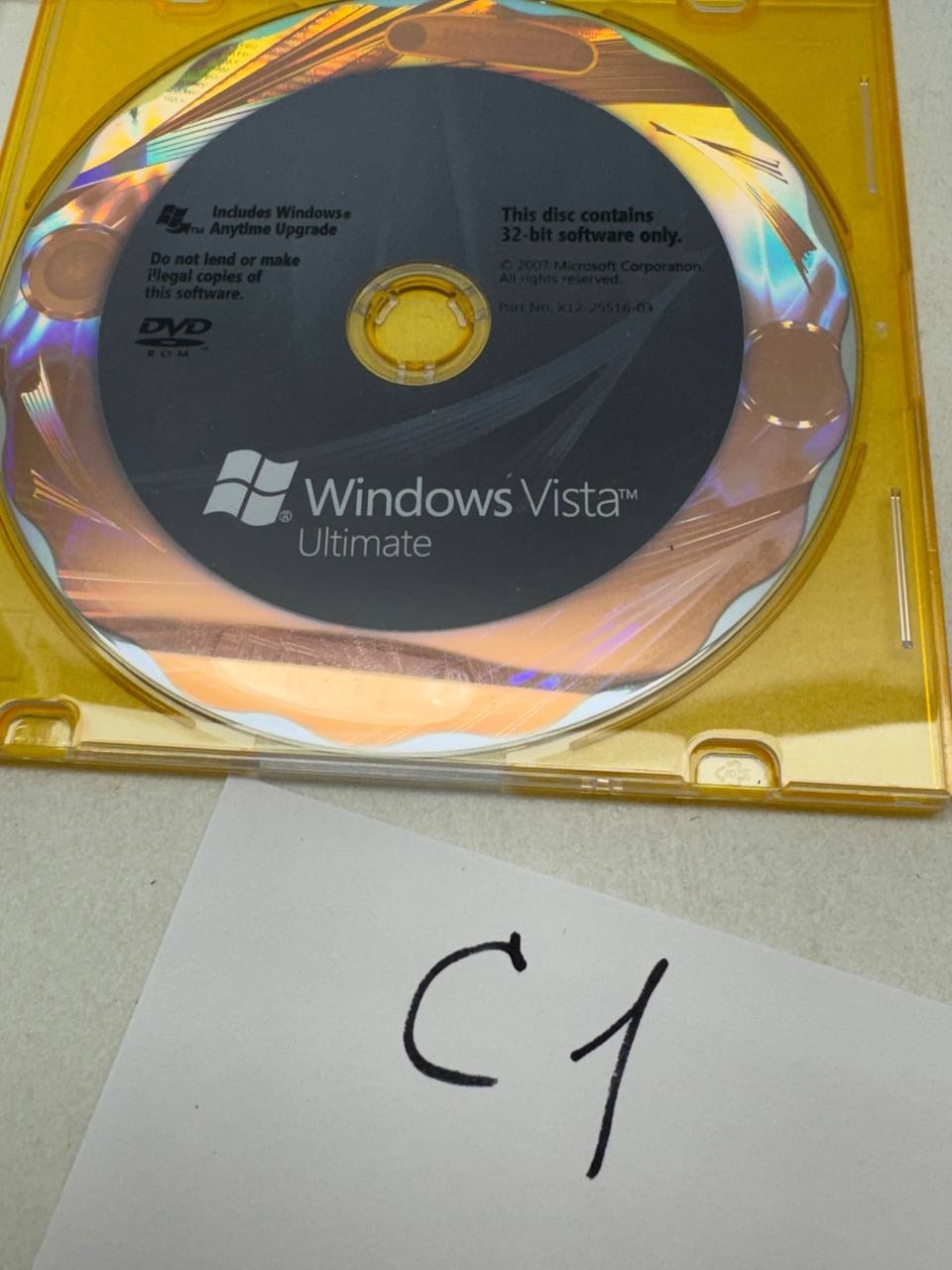 Microsoft Windows Vista Ultimate 32-Bit DVD ROM Holographic Disc Only