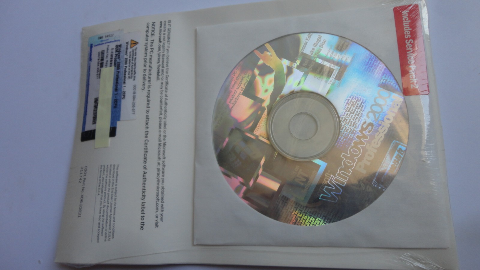 Microsoft Windows 2000 Professional W2K SP2 Sealed CD X06-31621 Brand New