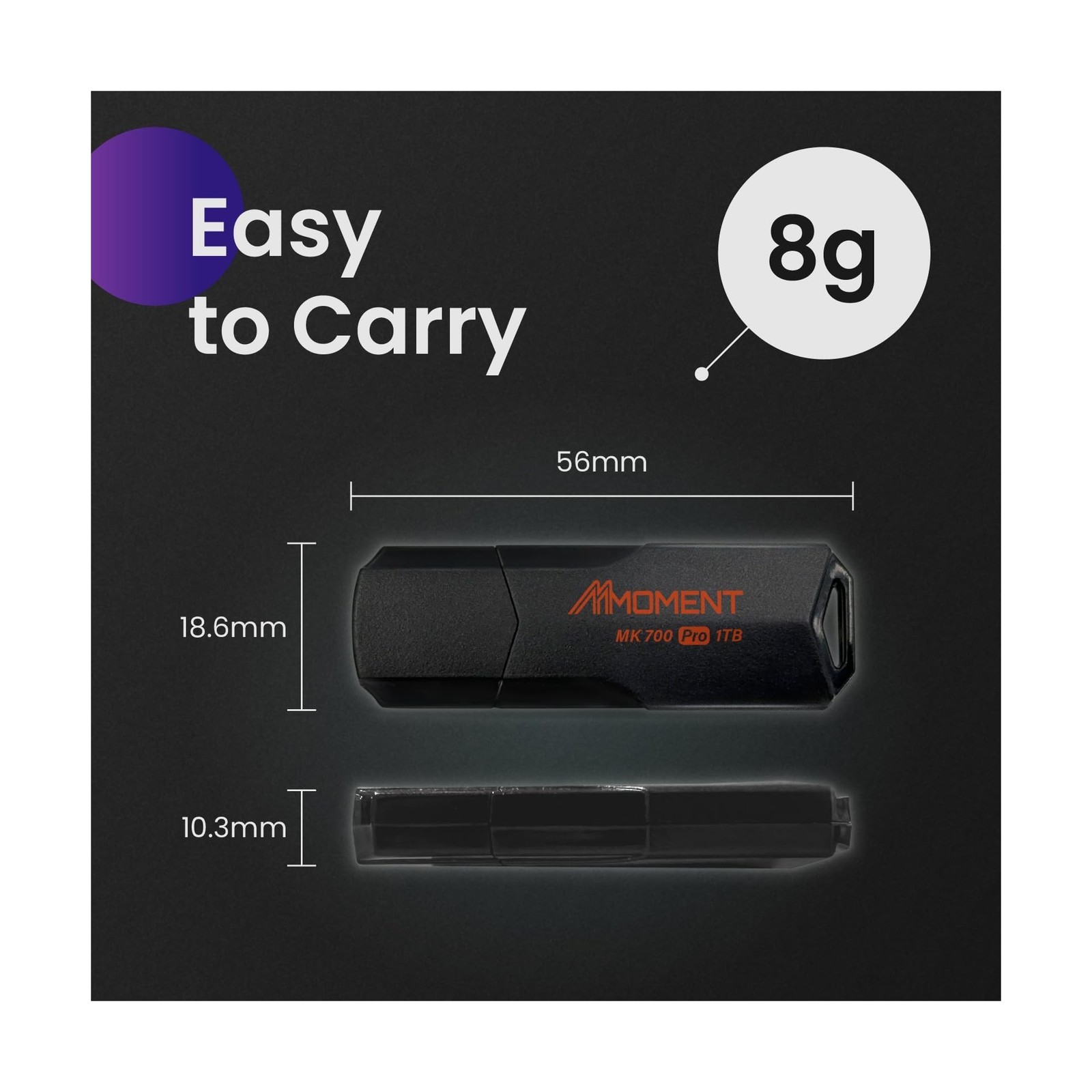 MMOMENT MK700 1TB USB 3.2 Gen2x1 Flash Drive, Read Speed up to 600MB/s, Write…