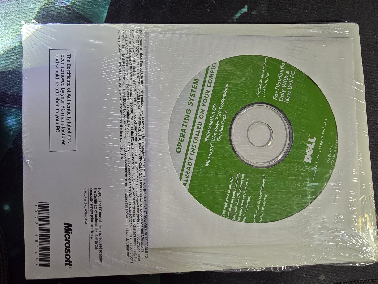 NEW Sealed Dell Windows XP Professional SP2 Reinstallation CD Disk Pack 0WD766