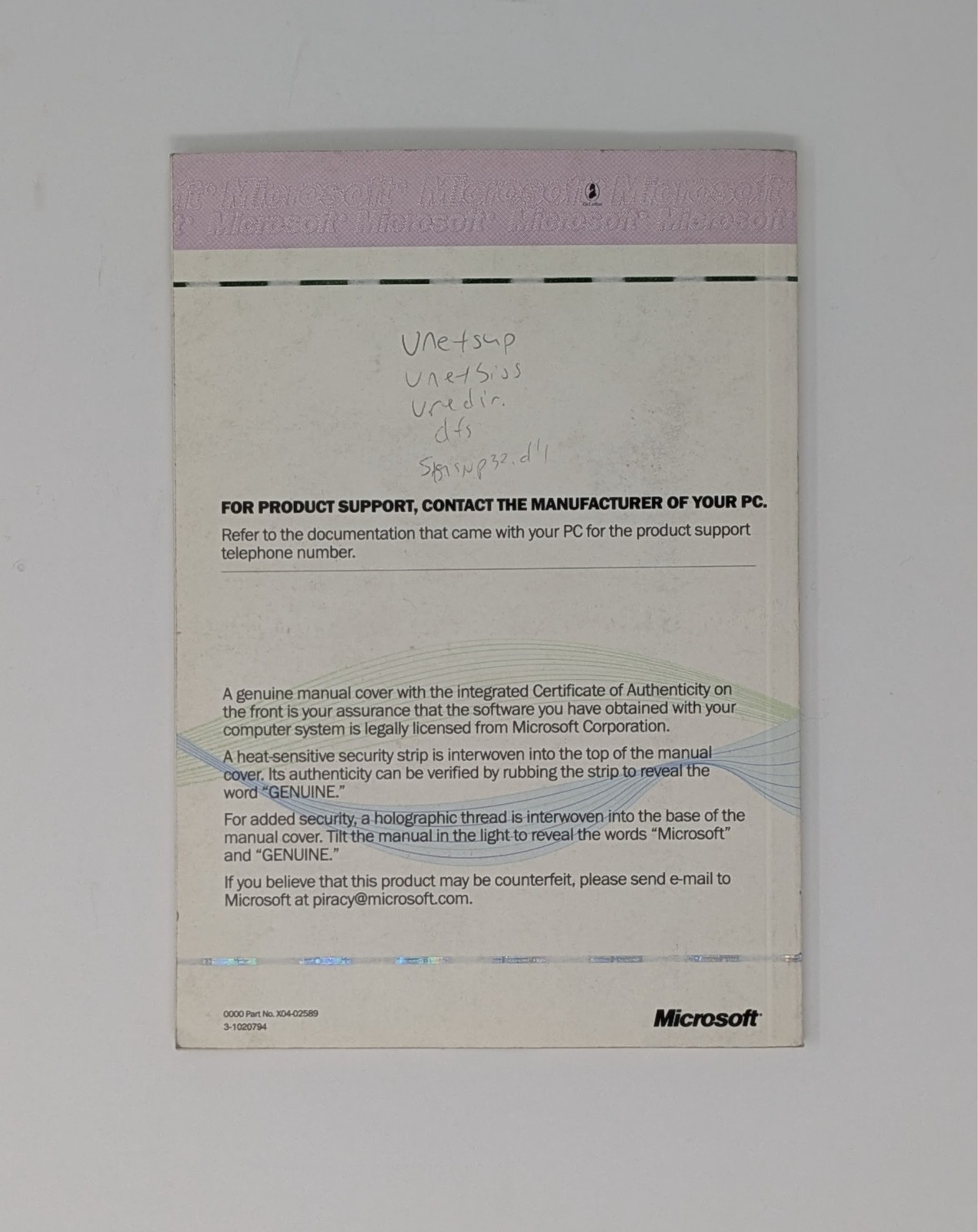 Microsoft Windows 98 SE Getting Started Manual Only & Product Key NO DISC