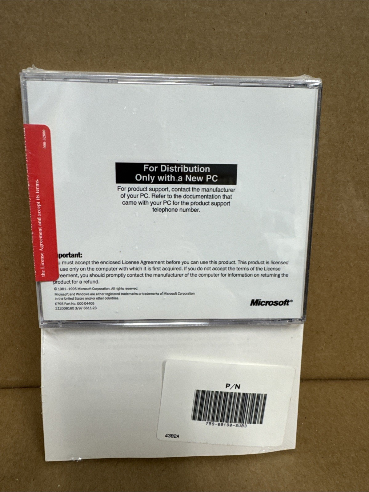 Factory Sealed Windows 95 OEM CD-ROM English with Certificate of Authenticity
