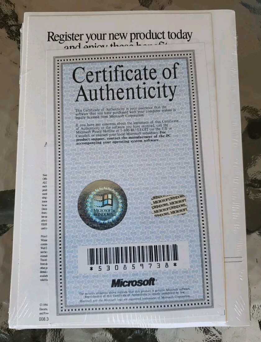 Vintage Genuine Microsoft MS-DOS 6.2 With 3 Disks & COA