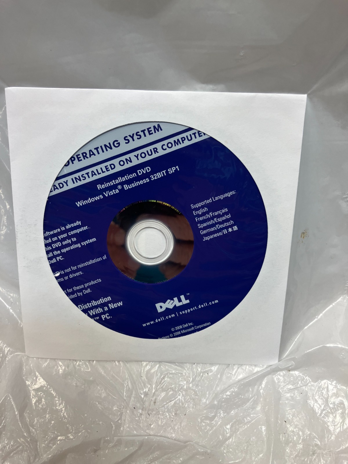 Microsoft Windows Vista Business SP1 (32-Bit) Install DVD – NEW! – Dell OEM