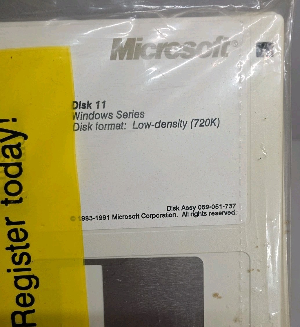 Microsoft Word for Windows 1991 Vintage Software 3.5 Disc Sealed New Old Stock