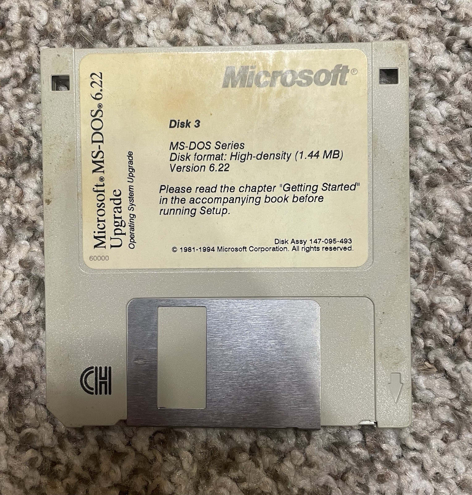 Microsoft MS-DOS 6.22 – Installer Floppy Disks – 3.5″ 1.44MB – DOS 6.2 3 disks