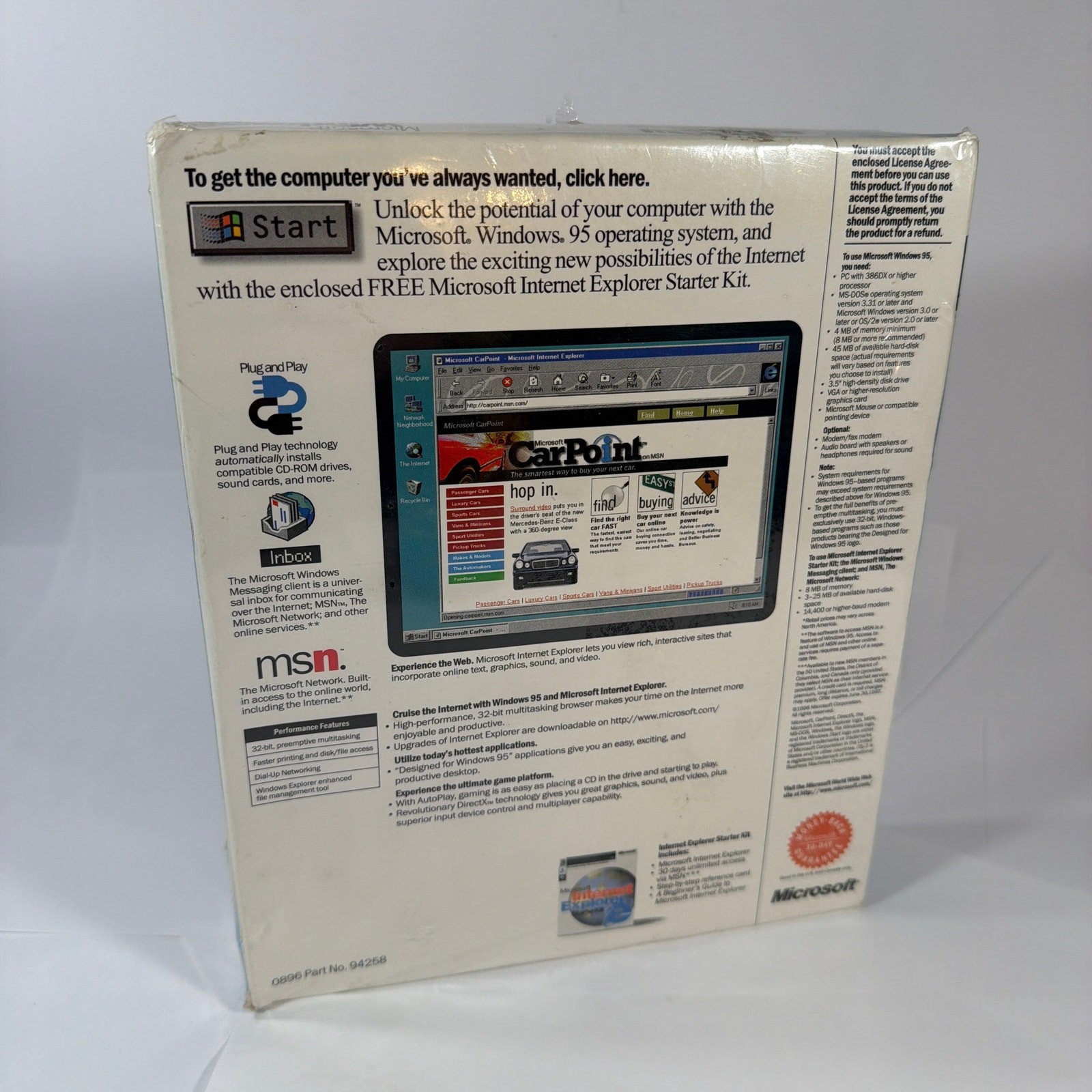 Microsoft Windows 95 Upgrade 3.5-Inch Floppy Big Box Sealed Part No. 94258