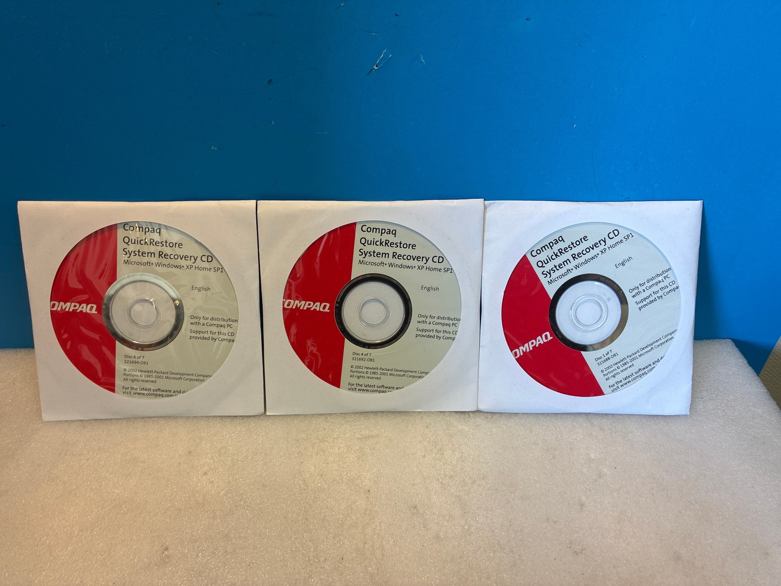 🔥 Compaq QuickRestore Windows XP Home SP1 Recovery CD 321688-DB1 3 of 7 Discs