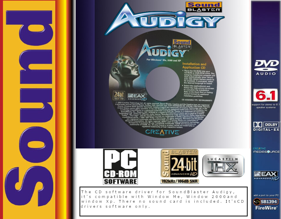 Sound Blaster Audigy Software Driver for Window Me, 2000, & Xp CD drivers