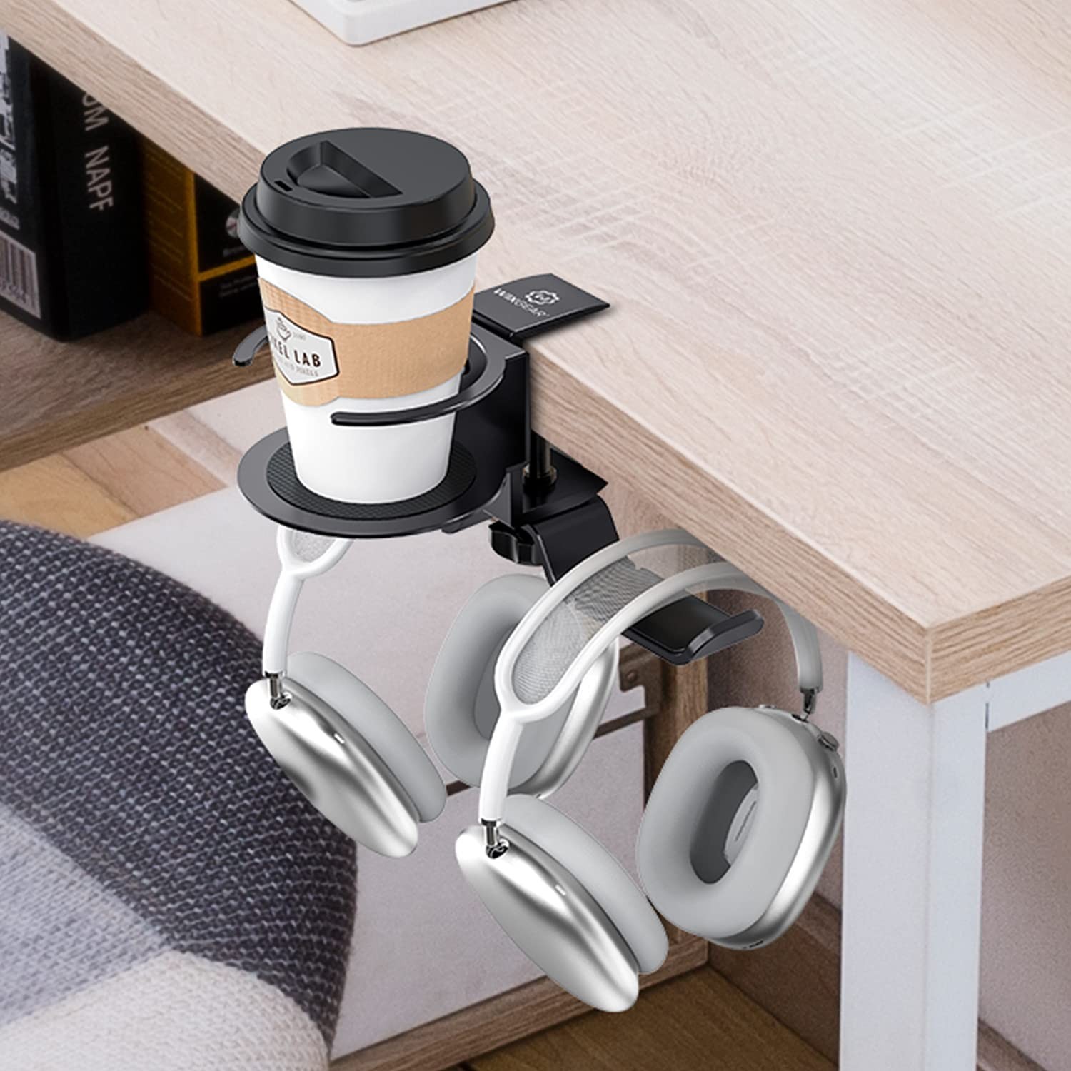 WixGear Headphone Stand, 2 in 1 PC Gaming Headset Stand Cup Holder, with Cabl…