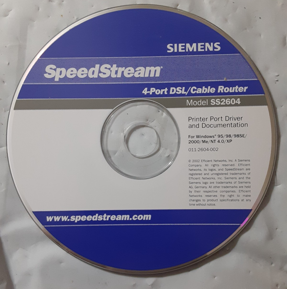 Siemens Speedstream 4-port DSL/Cable router DISC ONLY SS2604 011-2604-002 2002