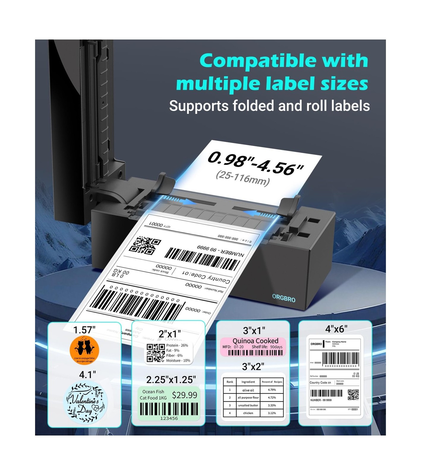 ORGBRO Bluetooth Thermal Shipping Label Printer, Z1-Plus Wirele… USA FAST SHIP